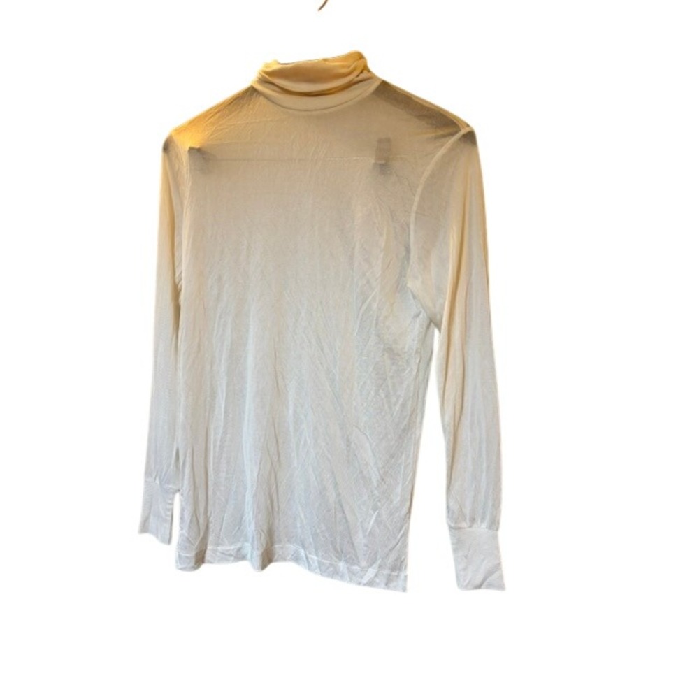 Vintage L.L. Bean Women's M 100% Silk Turtleneck Base Layer Cream Long Sleeve